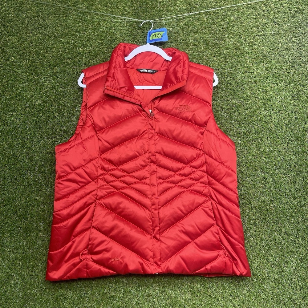 The North Face Aconcagua Vest Womens XL Goose Down 550 Fill Ruby Red Zip Outdoor